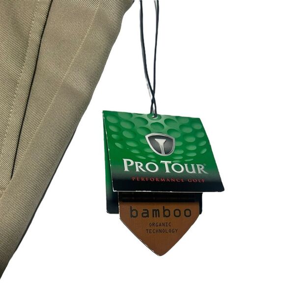 NWT 38x29 Pro Tour Men’s Golf Pants Pleated Khaki Moisture Wicking UV Protection - Picture 5 of 9